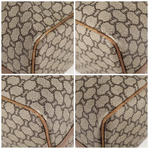 GUCCI GG Plus Supreme Boston Bag PVC Beige Gold Auth bs27274 - Picture 15 of 16